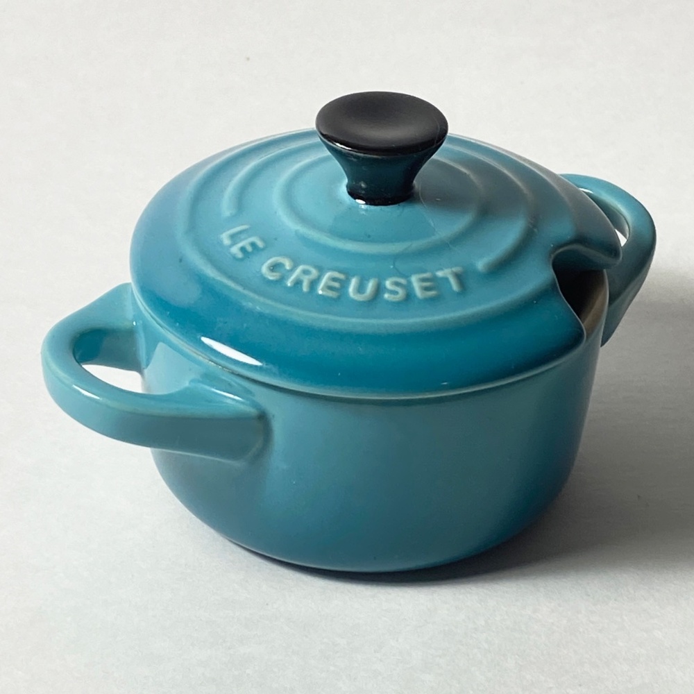 Le Creuset Condiment Pot & Lid Caribbean Blue Retired Color Aqua